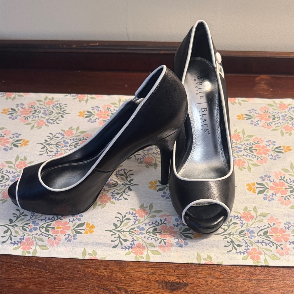 White House Black Market Black Heels with White Trim